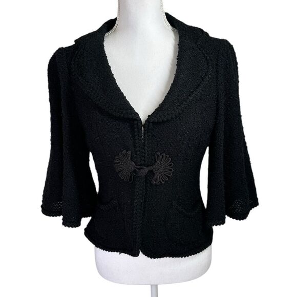 Nanette Lepore Crop Black Shrug with Bell Sleeves Size M - Picture 1 of 11